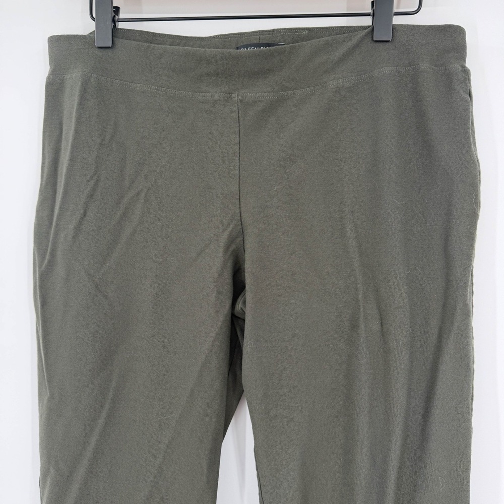 Eileen Fisher Olive Green Stretch Jersey Pull On Leggings Pants Size Large - Picture 2 of 6